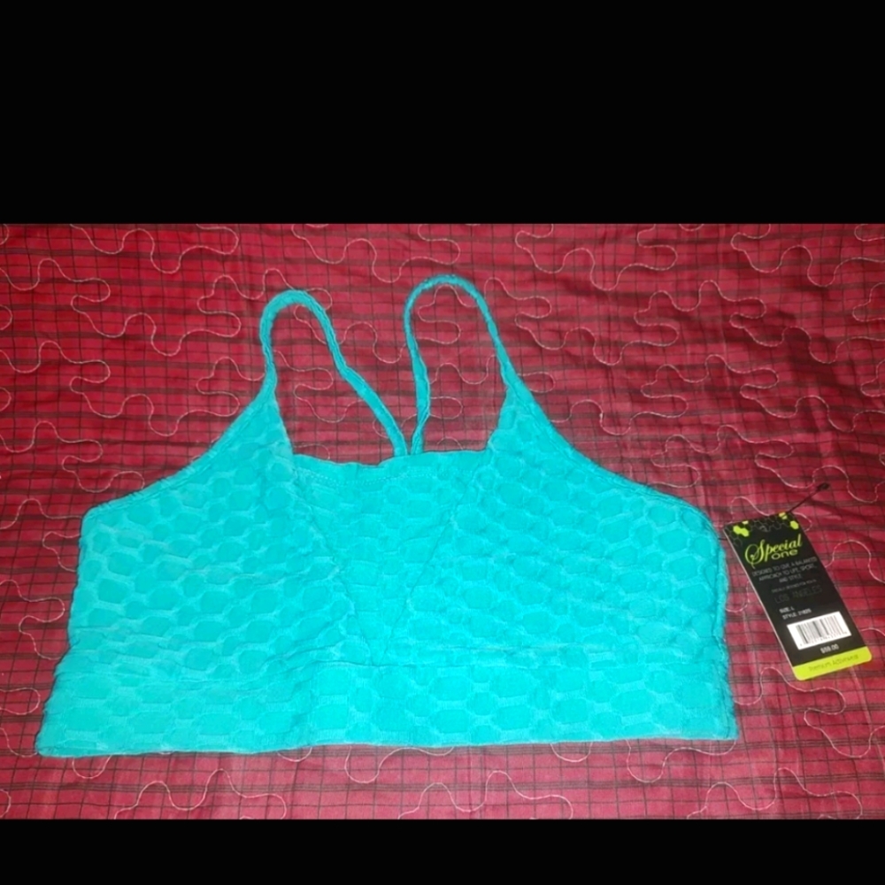 Special One Los Angeles Active Wear Bra, Size Large, Teal, NWT